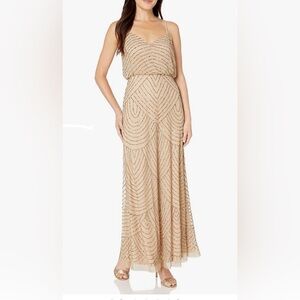 Adrianna Papell Women's Long Beaded Blouson Gown 14 NWT